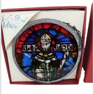 Vintage Winged Heart Stained Glass Suncatcher Ornament Scotland St Thomas Becket